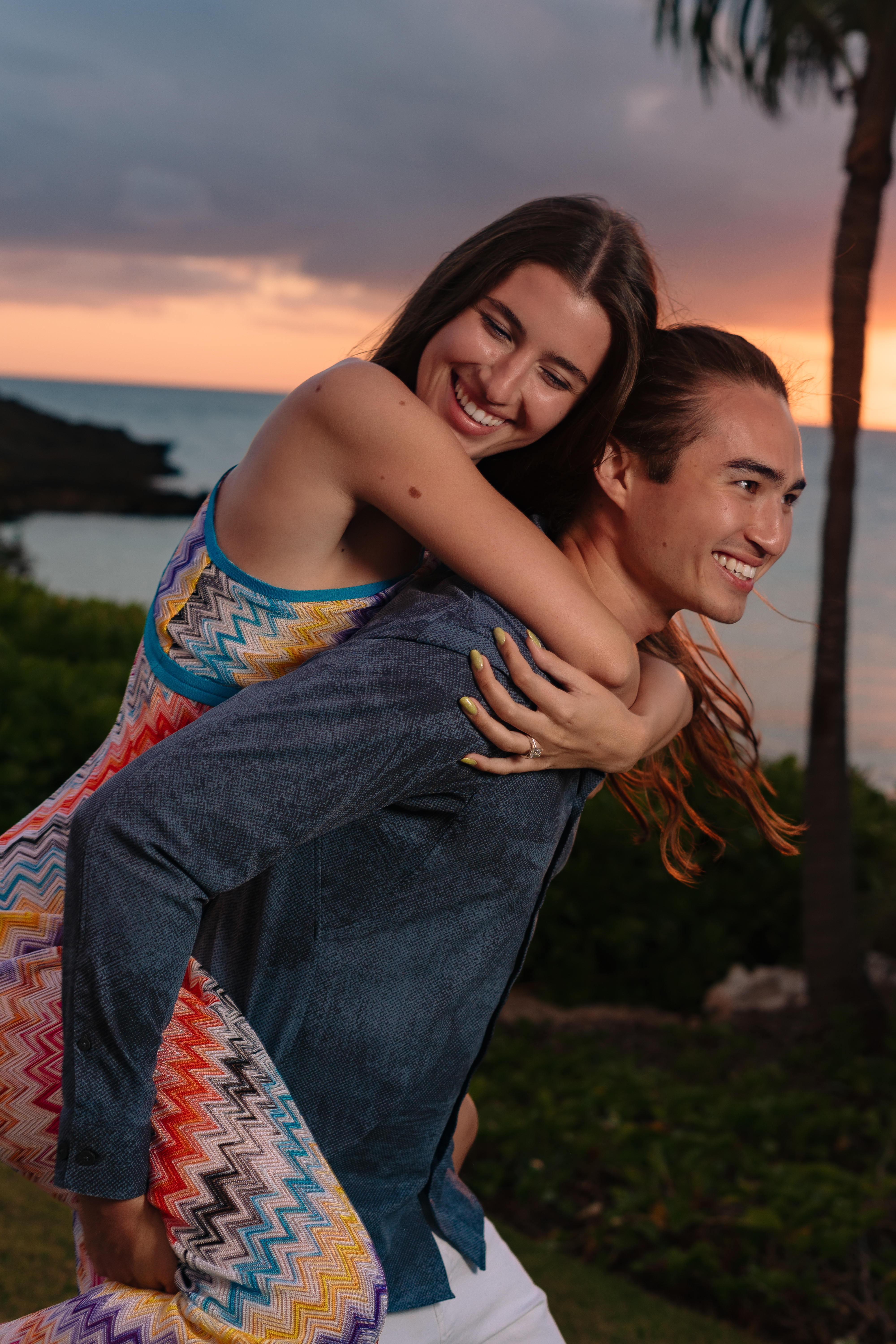 Piggyback at sunset
